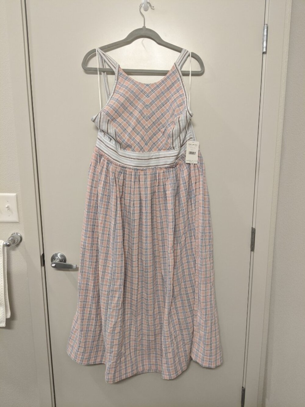 NWT Free People Women's Halter Dress Size Medium Plaid Midi Boho - Picture 4 of 6